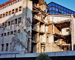 The headquarters of Radio Television Serbia after the 23 April 1999 bombing